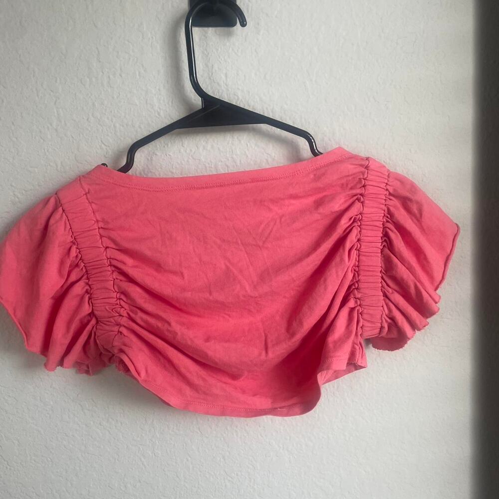 Pink ruched top super crop